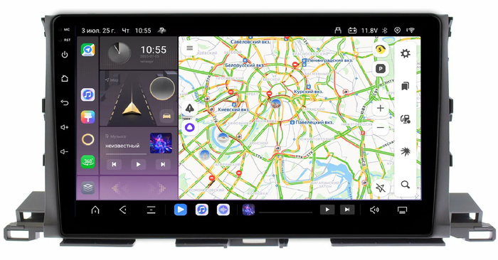 Магнитола для Toyota Highlander 3 2014-2020 - Kuberg QLed, Android 13, TS20, CarPlay, SIM-слот