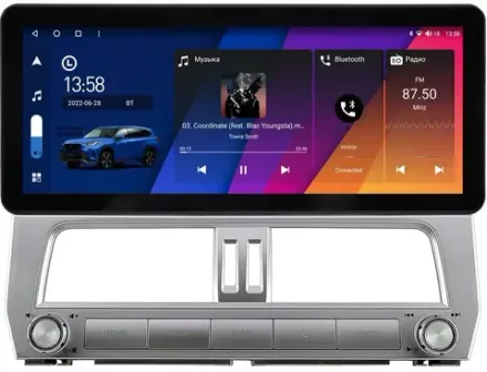 Магнитола для Toyota Land Cruiser Prado 150 2017-2019 (без штатного 360) - Canbox H-Line 0073 монитор 12.3" QLED в стиле Audi на Android 10, ТОП-процессор, CarPlay, 4G SIM-слот
