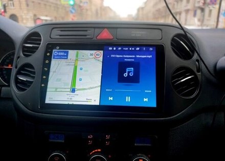 Магнитола для Volkswagen Tiguan 1 2007-2016, Golf Plus (рамка 9 чёрная, любая кнопка) - Teyes CC2 PLUS Android 10, ТОП процессор, 4-64, SIM-слот
