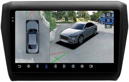Магнитола для Suzuki Swift 5 2016-2023 (рамка матовая) - FarCar BX179-2M-360 монитор 9.5" 2K QLED на Android 13, 6Гб+128Гб, CarPlay, 4G SIM-слот, 4 камеры в комплекте