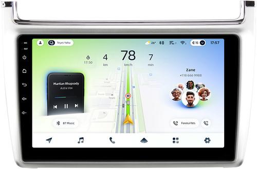 Магнитола для Volkswagen Polo 5 2009-2020 (рамка серебро) - Teyes CC4L монитор 9" IPS на Android 14, Snapdragon 662, CarPlay, 4G SIM-слот