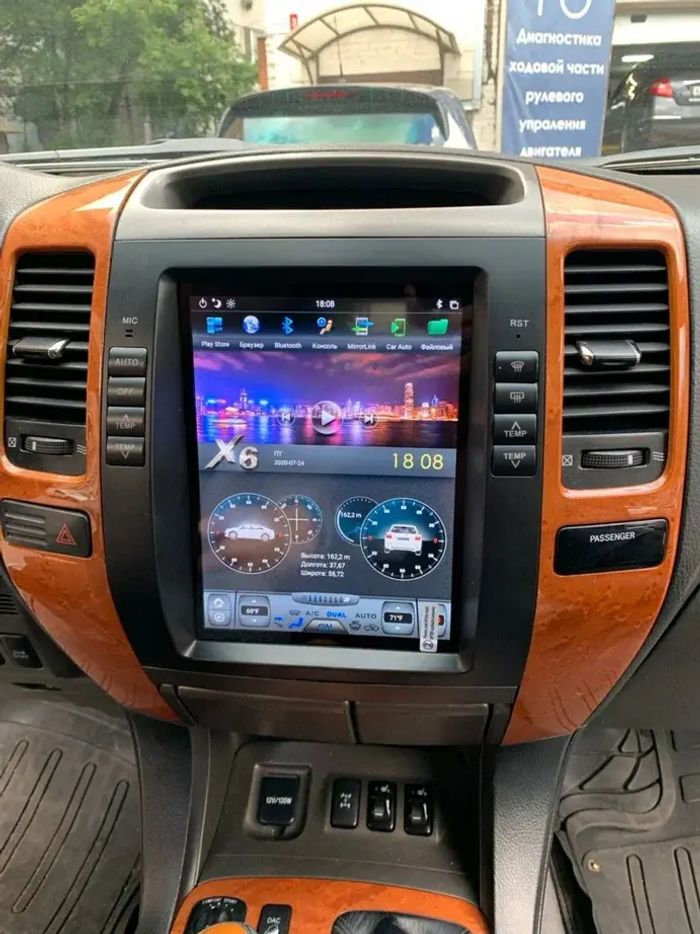 Магнитола для Toyota Land Cruiser Prado 120, Lexus GX470 (экран климата внизу) - Kuberg ZF-1116L-GE вертикальный экран в стиле "Тесла" на Android 13, 8Гб+128Гб, 4G SIM-слот, CarPlay