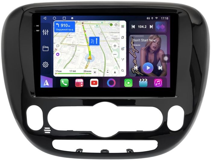 Магнитола для KIA Soul 2 2014-2019 PS (климат на штатном экране) - FarCar BM9-7002CL16 монитор 9.5" QLED на Android 14, TS10, 4+32Гб, CarPlay, 4G SIM-слот