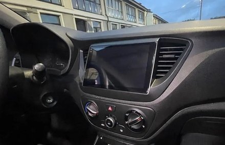 Магнитола для Hyundai Solaris 2 2017-2022, Solaris HS 2024+ (рамка черная матовая) - FarCar BM766M-2K монитор 9.5" 2K QLED на Android 14, TS10, 4+32Гб, CarPlay, 4G SIM-слот