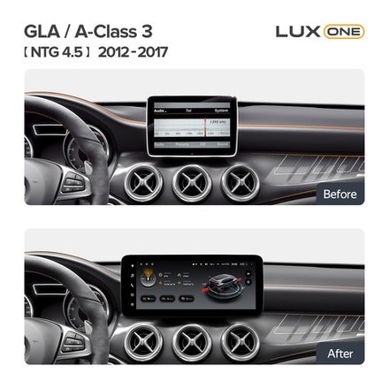 Магнитола для Mercedes-Benz CLA C117, X117 2013-2016 NTG 4.5 - FarCar MB1001 монитор 12.3" на Android 13, 8Гб+128Гб, CarPlay, 4G SIM-слот