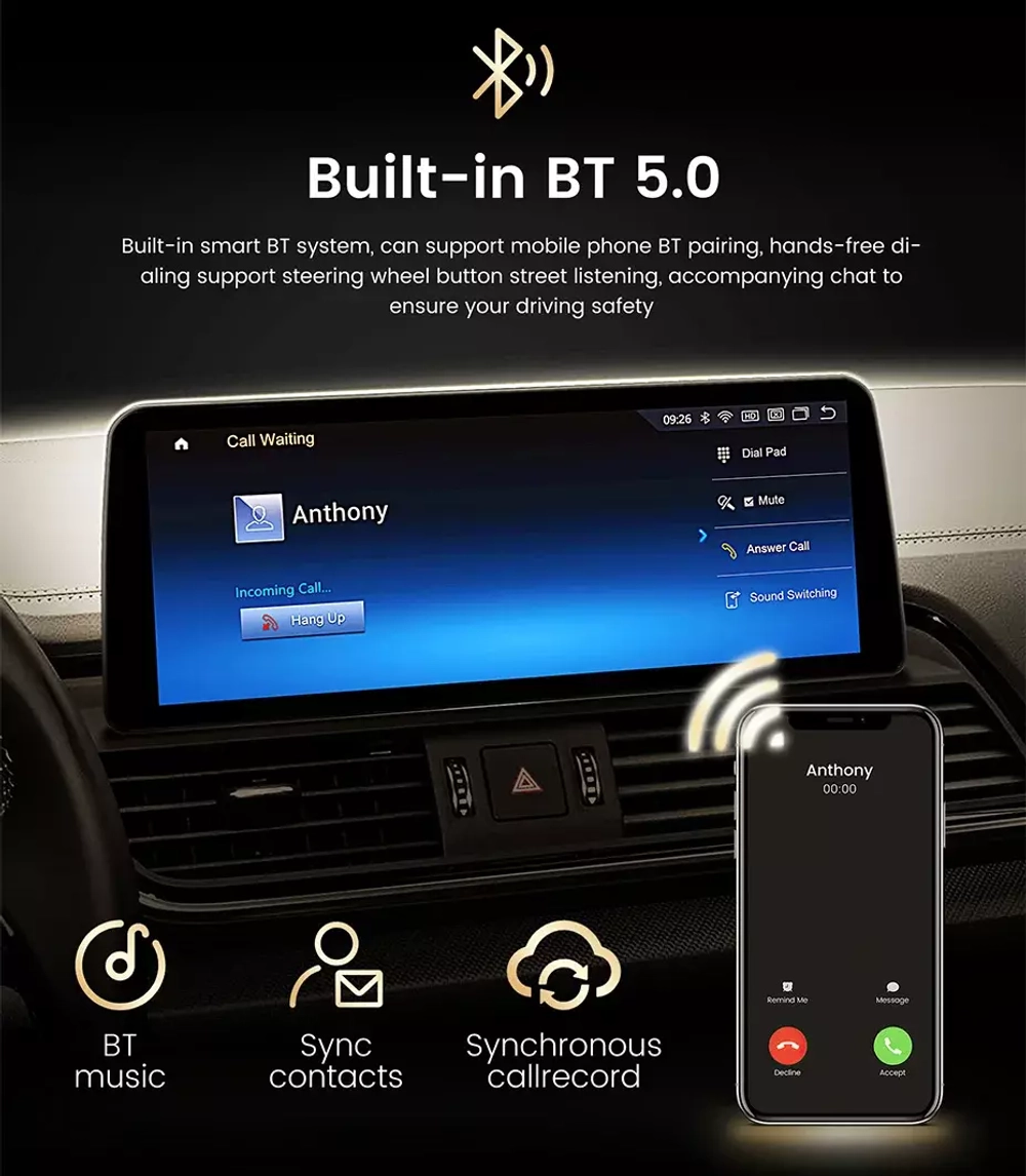 Магнитола для Mercedes-Benz C W204 2011-2014 NTG 4.5 - Kuberg монитор 12.3" в стиле MERCEDES на Android 11, CarPlay, 4G SIM-слот