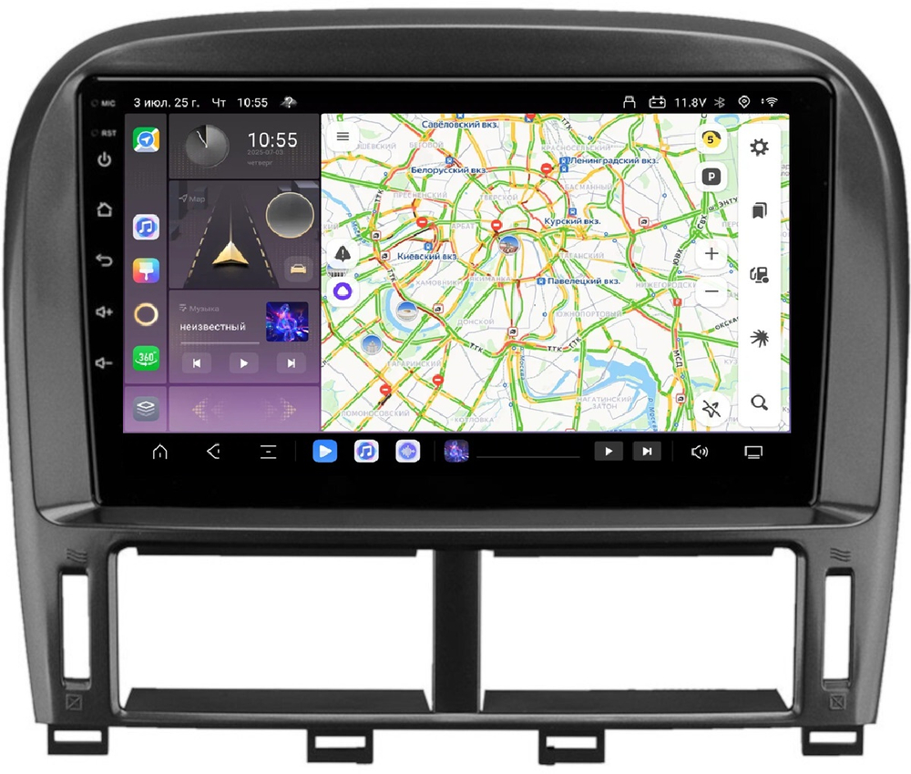 Магнитола для Lexus LS430, Toyota Celsior XF30 2000-2006 (ШГУ цветной) - Kuberg QLed, Android 13, TS20, CarPlay, SIM-слот