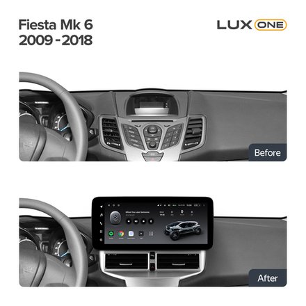 Магнитола для Ford Fiesta MK6 2008-2012 (красный БК) - Teyes LUX ONE ROUND монитор 12.3" 2K QLED на Android 10, CarPlay, 4G SIM-слот