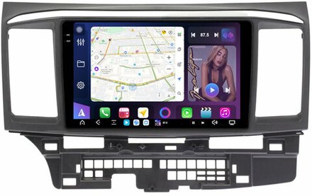 Магнитола для Mitsubishi Lancer X 2007-2016 (рамка 9) - FarCar GX037-9/3281M монитор 9.5" 2K QLED на Android 14, TS20, 6+128Гб, CarPlay, 4G SIM-слот