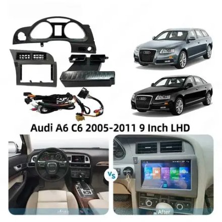 Магнитола для Audi A6 2004-2008 - Kuberg SF-9612 (рамка 9") QLed+2K, Android 13, UIS7870 (DUDU7), CarPlay, SIM-слот