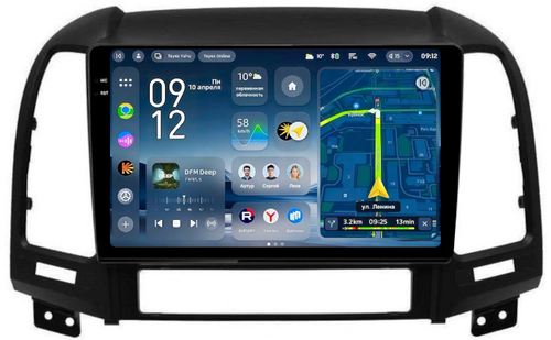Магнитола для Hyundai Santa Fe 2 CM 2006-2012 (рамка черная) - Teyes CC4-PRO монитор 9.5" 2K QLED на Android 13, Snapdragon 778G, ИИ, CarPlay, DSP, 4G SIM-слот