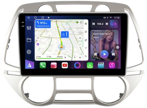 Магнитола для Hyundai i20 2009-2012 (климат) - FarCar BM3244M монитор 9.5" QLED на Android 14, TS10, 4+32Гб, CarPlay, 4G SIM-слот