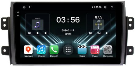 Магнитола для Suzuki SX4 2006-2014 - FarCar DX124M монитор 9.5" IPS на Android 13, 4+64Гб, CarPlay