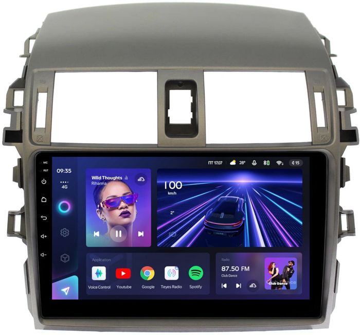 Магнитола для Toyota Corolla 150 2006-2013 (рамка тип 2) - Teyes CC3L монитор 9" IPS на Android 10, 8-ядер, CarPlay, 4G SIM-слот