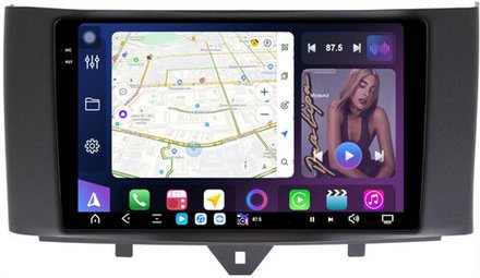 Магнитола для Smart ForTwo W451 2010-2015 - FarCar XXL9-9653F1 монитор 9.5" 2K QLED на Android 14, TS20, 8+256Гб, CarPlay, 4G SIM-слот