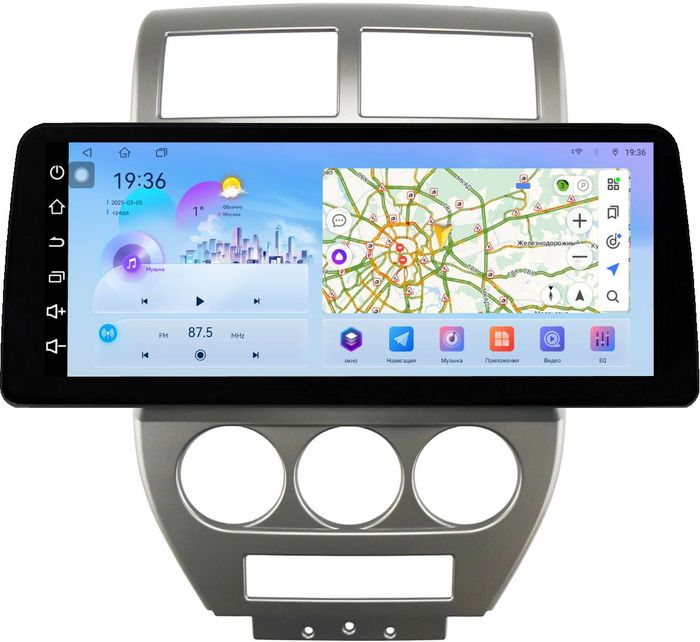 Магнитола для Jeep Compass 2006-2010 - FarCar монитор 12.3" 2K QLED на Android 14, Быстрая, CarPlay, 4G SIM-слот