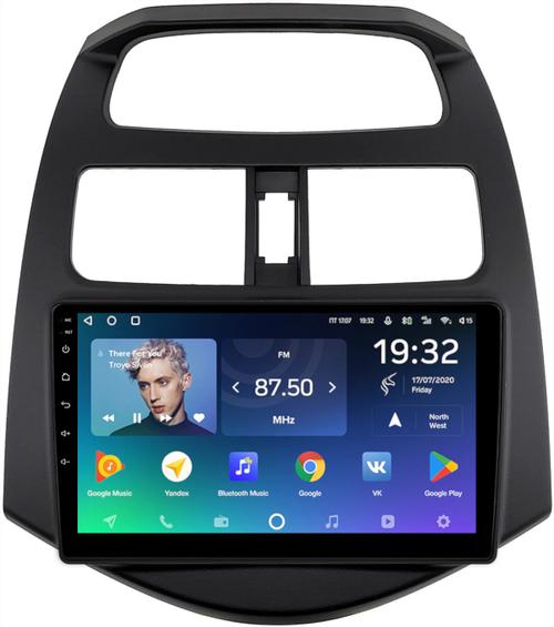 Магнитола для Chevrolet Spark M300 2009-2022, Ravon R2 (рамка матовая) - Teyes CC2 PLUS монитор 9" QLED на Android 10, ТОП процессор, 4Гб+64Гб, 4G SIM-слот