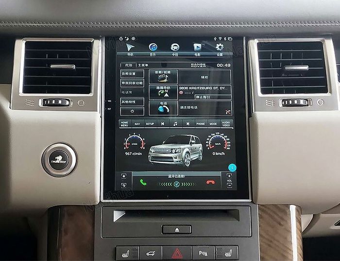 Магнитола для Range Rover Sport 2009-2012 (поддержка штатного меню DENSO) - Kuberg NH-R1004-1 ("Тесла-Стиль") Android 11, 4+64Гб, CarPlay, SIM-слот