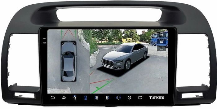 Магнитола для Toyota Camry 30 2001-2006 (рамка черная) - Teyes CC3-2K-360 монитор 9.5" 2K QLED на Android 10, Быстрая, CarPlay, 4G SIM-слот, 4 камеры в комплекте