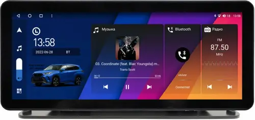 Магнитола на панель авто - Canbox H-Line 2000 монитор 12.3" QLED в стиле Audi на Android 10, ТОП-процессор, CarPlay, 4G SIM-слот