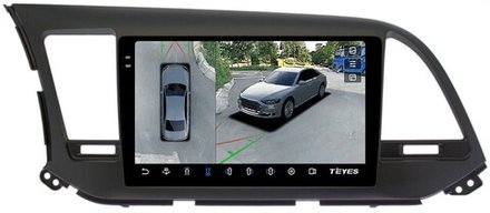 Магнитола для Hyundai Elantra 6 2016-2018 (штатная КЗВ, рамка тип 2) - Teyes CC3-2K-360 монитор 9.5" 2K QLED на Android 10, 6Гб+128Гб, CarPlay, 4G SIM-слот, 4 камеры в комплекте