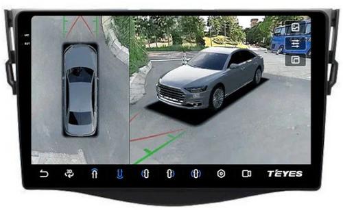 Магнитола для Toyota RAV4 30 2005-2012, Vanguard (рамка 9) - Teyes CC3-2K-360 на Android 10, 2K QLED, 6Гб+128Гб, CarPlay, 4G SIM-слот, 4 камеры в комплекте