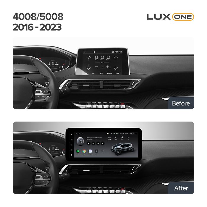 Магнитола для Peugeot 3008, 4008, 5008 2016-2024 - Teyes LUX ONE ROUND монитор 12.3" 2K QLED на Android 10, ТОП процессор, CarPlay, 4G SIM-слот