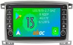Магнитола для Toyota Land Cruiser 100, Lexus LX470 2002-2007 (экран климата снизу) - Airoc AB-1123 (кнопки и крутилки), Android 13, Быстрая, SIM-слот, CarPlay