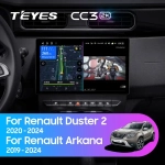 Магнитола для Renault Arkana 2019+, Duster 2 2020+ - Teyes CC3-2K-360 монитор 13" 2K QLED на Android 10, 6Гб+128Гб, CarPlay, 4G SIM-слот, 4 камеры в комплекте