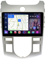 Магнитола для KIA Cerato 2 2008-2013 (климат, рамка серебро) - FarCar 038M монитор 9.5" QLED на Android 14, TS18, CarPlay, 4G SIM-слот
