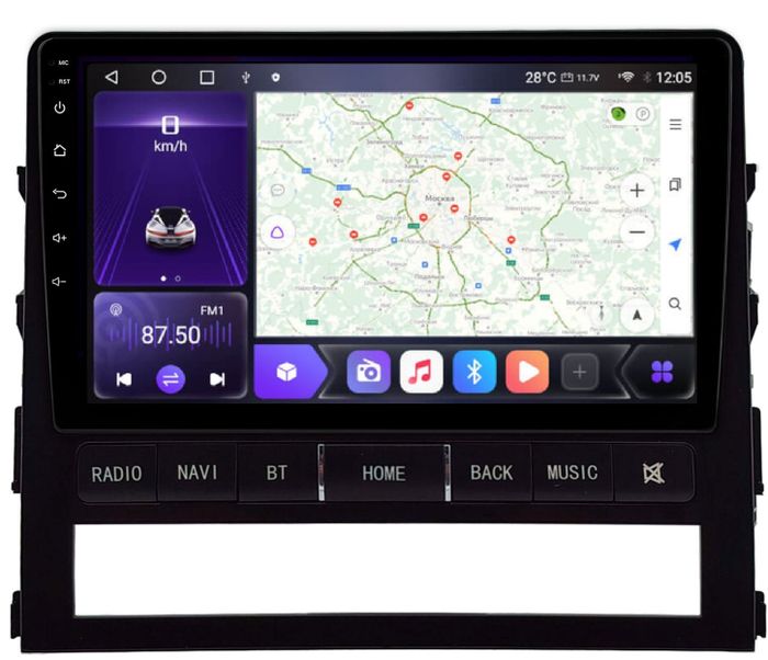 Магнитола для Toyota Land Cruiser 200 2015-2021 (без JBL) - Kuberg HP-9618 (рамка с кнопками) Android 12, TS10, CarPlay, 4G SIM-слот