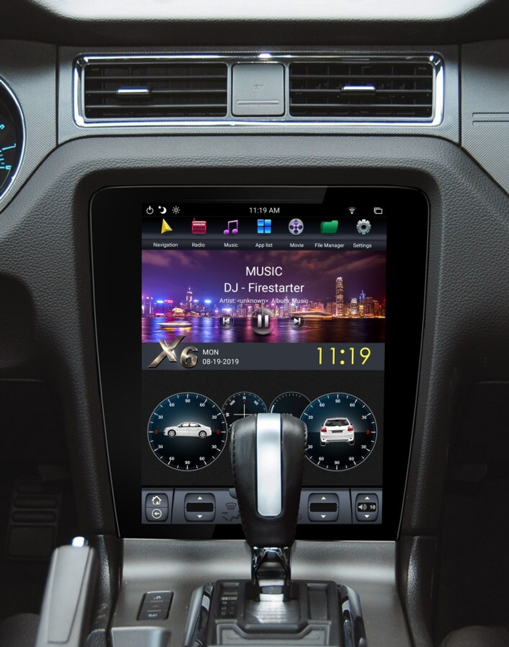 Магнитола для Ford Mustang 2009-2013 (климат) - Kuberg ZF-1258A-Q6 вертикальный экран в стиле "Тесла" на Android 11, 8Гб+128Гб, CarPlay, 4G SIM-слот