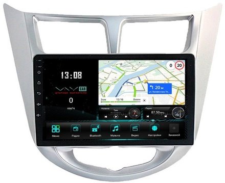 Магнитола для Hyundai Solaris (рамка серебро) 2010-2016 - Vaycar VA23-0067 на Android 13, 8-ядер, 4G SIM-слот