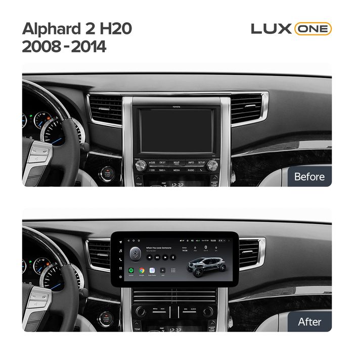 Магнитола для Toyota Alphard, Vellfire H20 2008-2015 (более 10 динамиков, рамка LUX) - Teyes LUX ONE ROUND монитор 12.3", Android 10, CarPlay, 4G SIM-слот