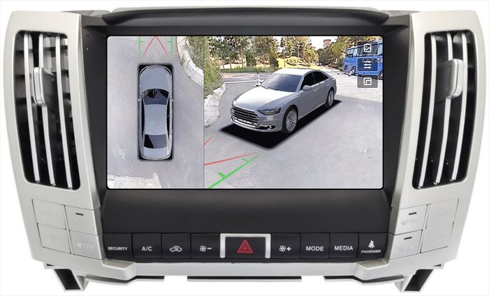 Магнитола для Toyota Harrier XU30 2003-2013, Lexus RX 2003-2009 (ШГУ цветной, рамка наверх тип 2) - Teyes CC3-2K-360 монитор 9.5" 2K QLED на Android 10, 6Гб+128Гб, CarPlay, 4G SIM-слот, 4 камеры в комплекте