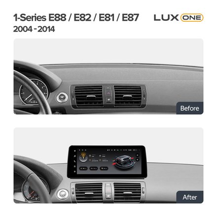 Магнитола для BMW 1-серия E87, E81, E82 2004-2011 (врезка наверх) - Teyes LUX ONE монитор 12.3" на Android 10, 6/128ГБ, CarPlay, 4G SIM-слот, джойстик iDrive в комплекте