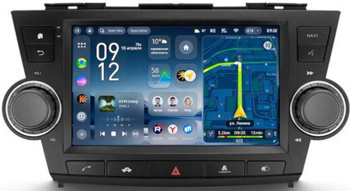 Магнитола для Toyota Highlander 2 XU40 2007-2013 (рамка с крутилками и кнопками) - Teyes CC4-PRO монитор 9.5" 2K QLED на Android 13, Snapdragon 778G, ИИ, CarPlay, DSP, 4G SIM-слот