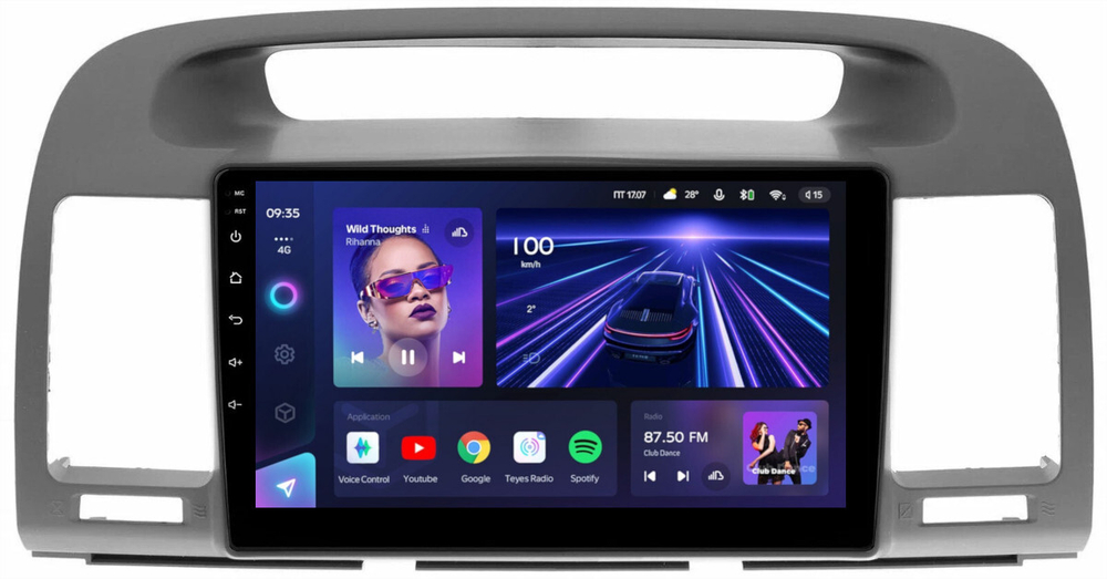 Магнитола для Toyota Camry 30 2001-2006 (рамка графитовая) - Teyes CC3L монитор 9" IPS на Android 10, 8-ядер, CarPlay, 4G SIM-слот