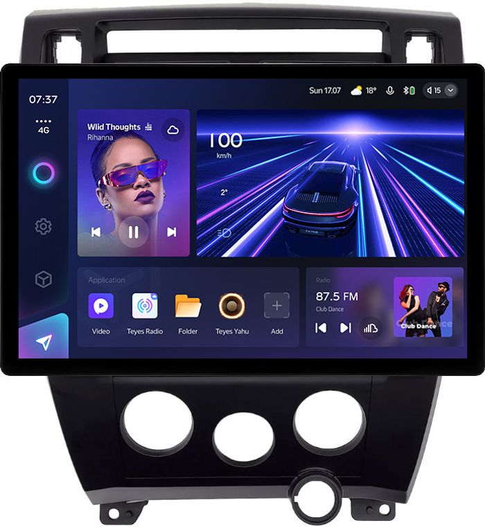 Магнитола для Hyundai Tucson 1 2004-2009 (рамка черная) - Teyes CC3-2K монитор 13", QLED+2K, Android 10, Быстрая, 4G SIM-слот, CarPlay