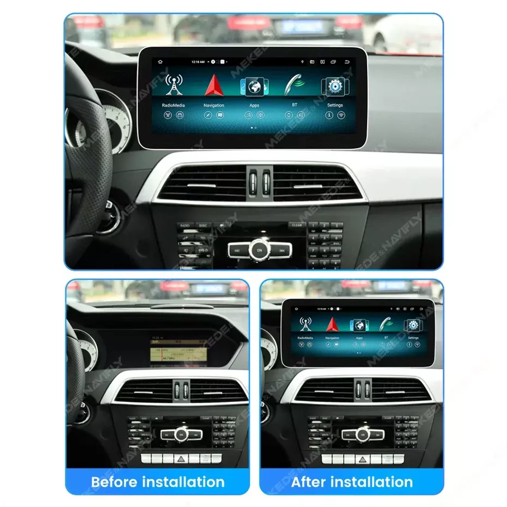 Магнитола для Mercedes-Benz C-класс W204 2011-2014 NTG 4.5 - Kuberg MKD монитор 12.5", Android 11, 6Гб+128Гб, CarPlay, SIM-слот