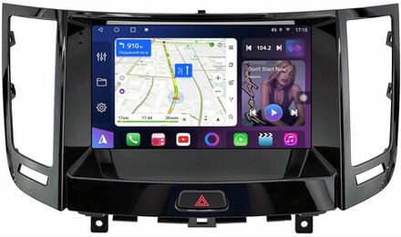 Магнитола для Infiniti FX35, FX37, FX50, FX30D S51 2008-2012, QX70 S51 2013-2018 (рамка тип 1 черный глянец) - FarCar BM9-9673F1 монитор 9.5" QLED на Android 14, TS10, 4+32Гб, CarPlay, 4G SIM-слот