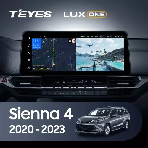 Магнитола для Toyota Sienna 4 XL40 2020-2024 - Teyes LUX ONE монитор 12.3" 2K QLED на Android 10, CarPlay, 4G SIM-слот, 6/128ГБ