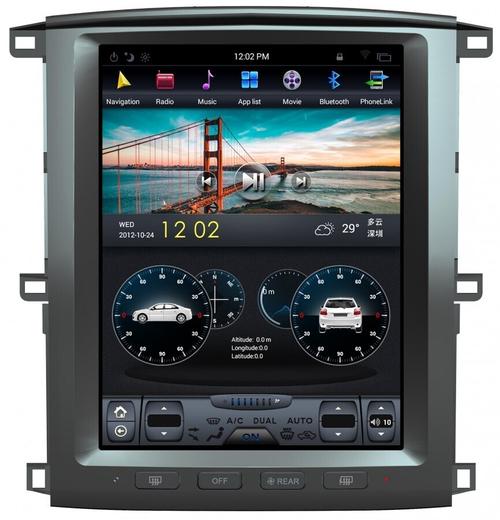Магнитола для Toyota Land Cruiser 100, Lexus LX470 2002-2007 (любая комплектация) - Kuberg ZF-1301-GE вертикальный экран в стиле "Тесла" на Android 13, 8Гб+128Гб, CarPlay, 4G SIM-слот