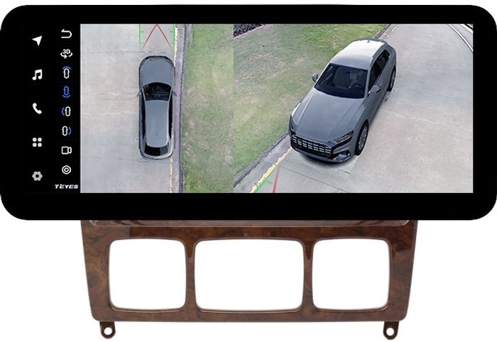 Магнитола для Mercedes-Benz S W220 1998-2005 (рамка дерево) - Teyes LUX ONE 360 монитор 12.3" 2K QLED на Android 10, Быстрая, CarPlay, 4G SIM-слот, 4 камеры в комплекте