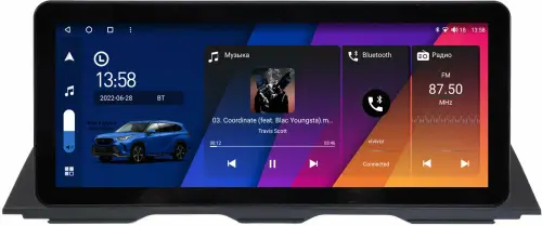 Магнитола для BMW 5-серия F10, F11 2010-2016 - Canbox H-Line 0012 монитор 12.3" QLED в стиле Audi на Android 10, ТОП-процессор, CarPlay, 4G SIM-слот