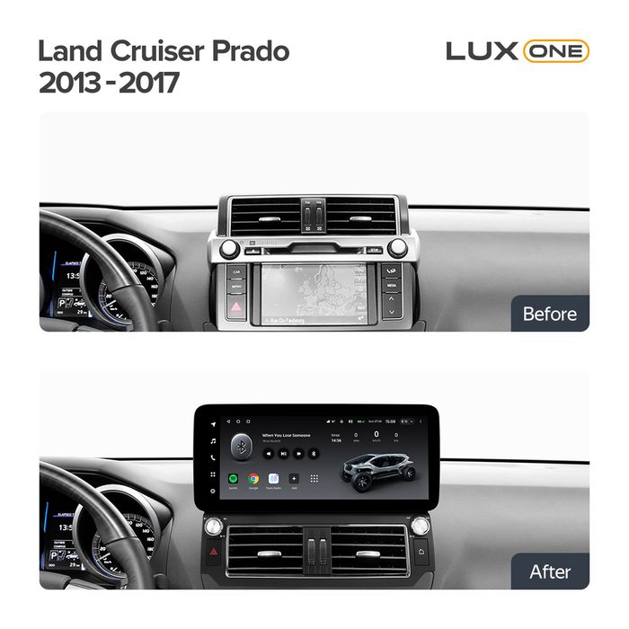 Магнитола для Toyota Land Cruiser Prado 150 2013-2017 (рамка F2) - Teyes LUX ONE 360 монитор 12.3" 2K QLED на Android 10, Быстрая, CarPlay, 4G SIM-слот, 4 камеры в комплекте