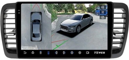 Магнитола для Subaru Legacy 4, Outback 3 2003-2009 (правый руль) - Teyes CC3-2K-360 монитор 9.5" 2K QLED на Android 10, 6Гб+128Гб, CarPlay, 4G SIM-слот, 4 камеры в комплекте