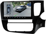 Магнитола для Mitsubishi Outlander 3 2012-2021 (правый руль) - FarCar BX9-360-7263R9 монитор 9.5" 2K QLED на Android 13, 6Гб+128Гб, CarPlay, 4G SIM-слот, 4 камеры в комплекте