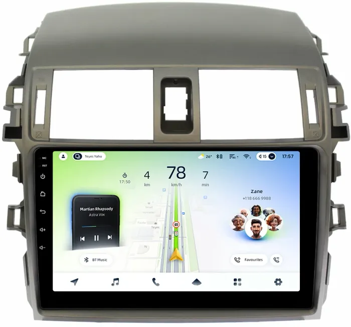 Магнитола для Toyota Corolla 150 2006-2013 (рамка тип 2) - Teyes CC4L-DTS монитор 9" IPS на Android 14, Быстрая, Snapdragon 662, CarPlay, 4G SIM-слот