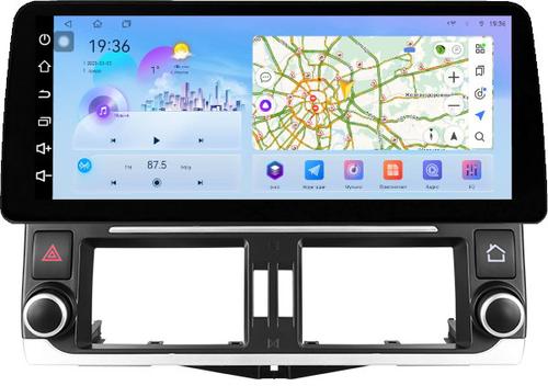 Магнитола для Toyota Land Cruiser Prado 150 2009-2013 (ШГУ 7", рамка LUX) - FarCar монитор 12.3" 2K QLED на Android 14, TS10, CarPlay, 4G SIM-слот